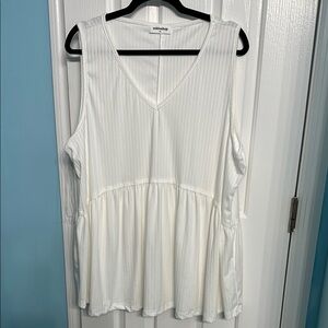Mittoshop Cream Pleated Sleeveless Tank Top